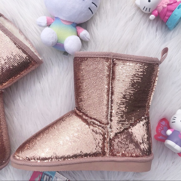 Women’s Pink sequin and faux fur boots - Picture 4 of 8